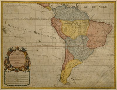 Map of South America, published in 1700, Paris by Guillaume Delisle